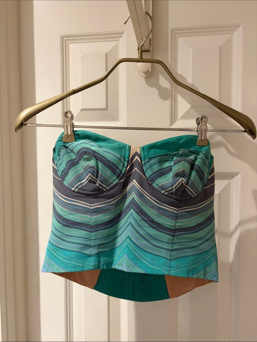 Striped Teal Bustier Top